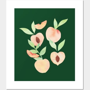 Cut out Peaches - Green Posters and Art